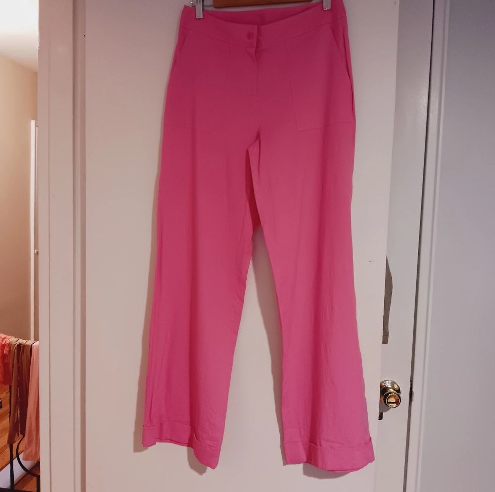 Lilly Pulitzer Women's Pink Linen Blend Pants Size 8